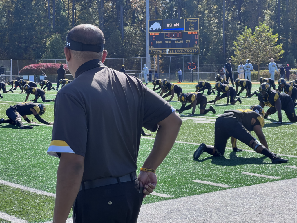 Sideline warm ups from Bowie State versus VUU game